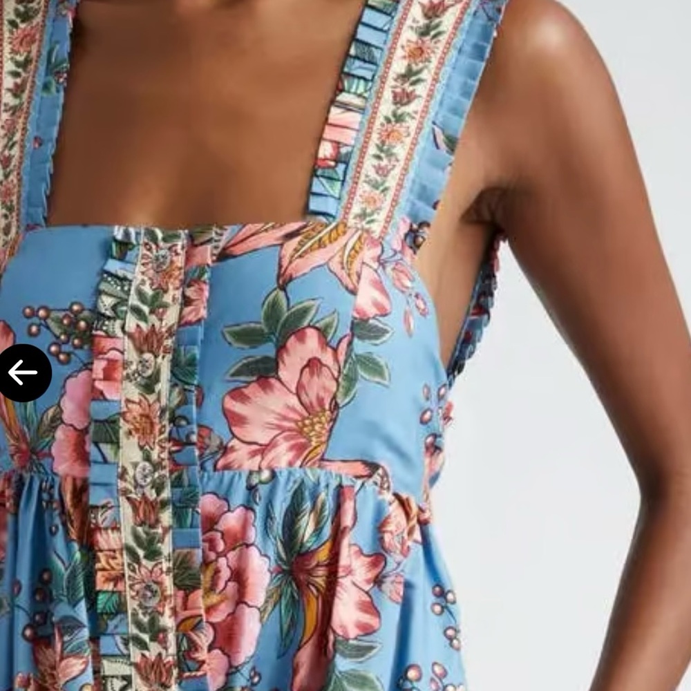 Floral Blue Sleeveless Dress